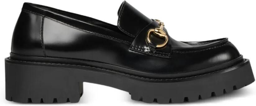 Gucci Horsebit loafers met chunky zool Zwart