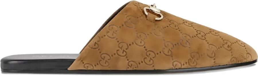Gucci Horsebit muiltjes met GG-monogram Bruin
