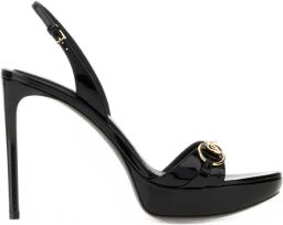 Gucci Horsebit lakleren sandalen Zwart