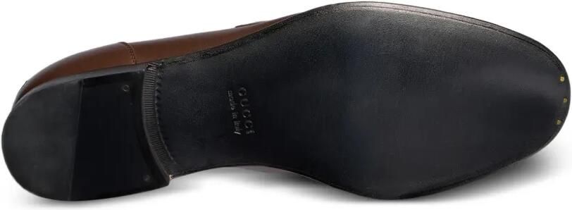 Gucci Horsebit platte loafers met Web-streep Bruin - Foto 5