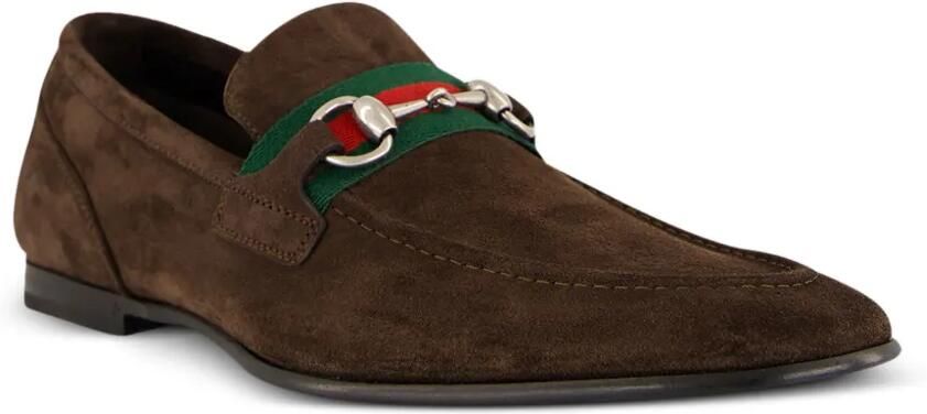 Gucci Horsebit Web loafers Bruin - Foto 4