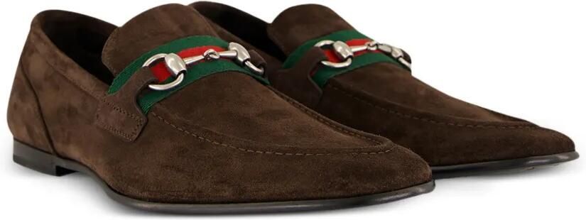 Gucci Horsebit Web loafers Bruin - Foto 5