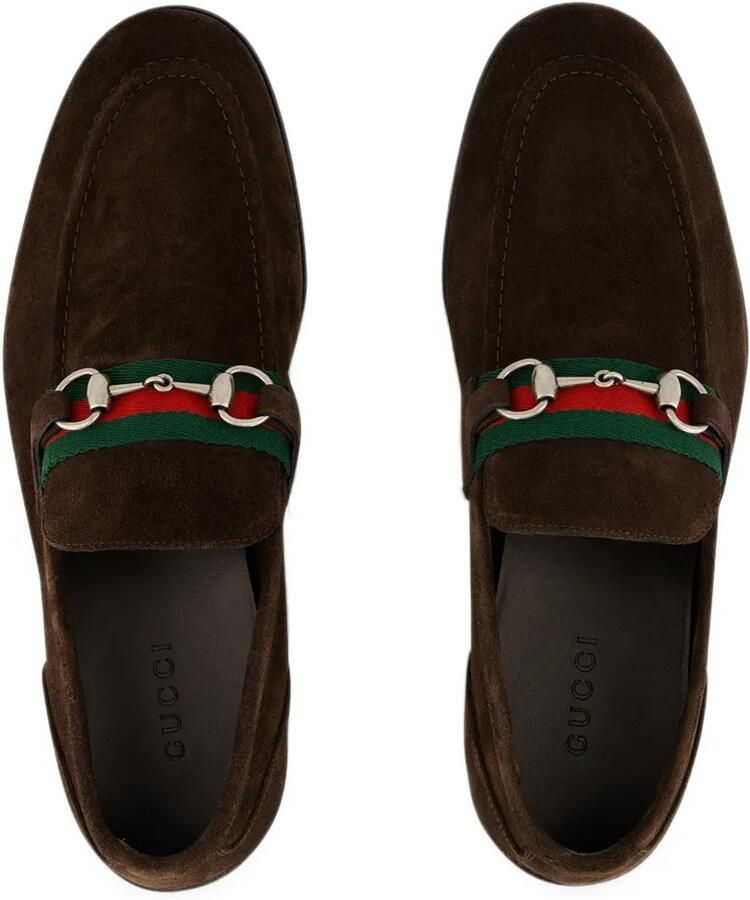 Gucci Horsebit Web loafers Bruin - Foto 2