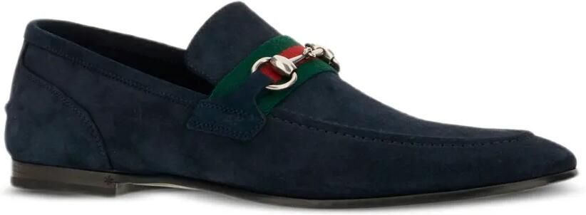 Gucci Horsebit loafers met Web-streep Blauw