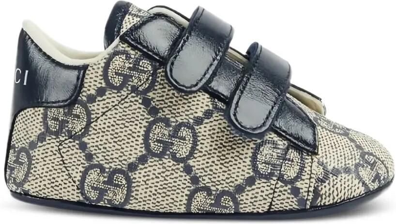 Gucci Kids Ace GG sneakers met klittenband en monogram Beige