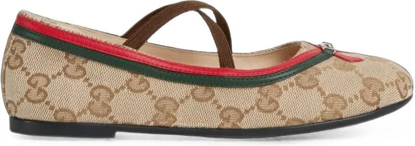Gucci Kids GG canvas ballerina's met Interlocking G Beige