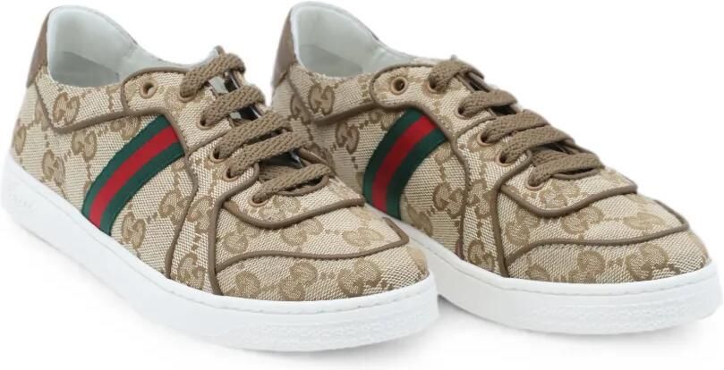 Gucci Kids GG Supreme sneakers met Web-streep Beige