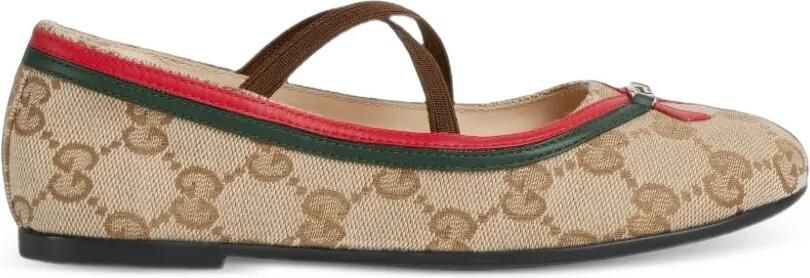 Gucci Kids GG Supreme Web ballerina's Beige - Foto 4
