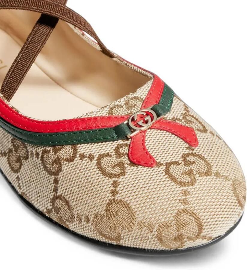 Gucci Kids GG Supreme Web ballerina's Beige - Foto 2