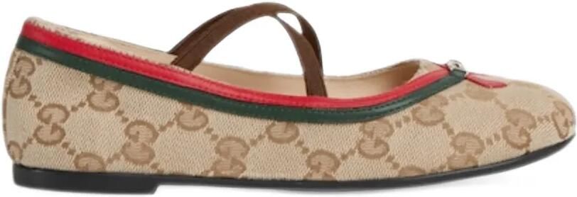 Gucci Kids GG Supreme Web-stripe ballet flats Beige