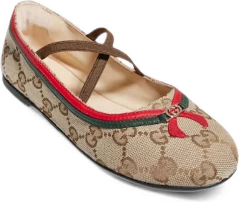 Gucci Kids GG Supreme Web-stripe ballet flats Beige - Foto 3