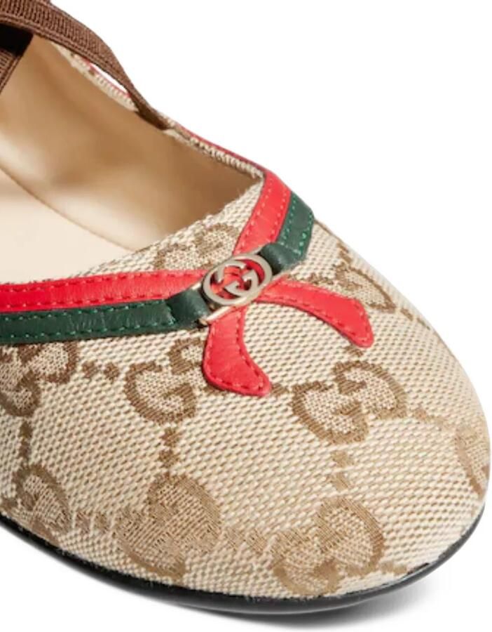 Gucci Kids GG Supreme Web-stripe ballet flats Beige - Foto 2