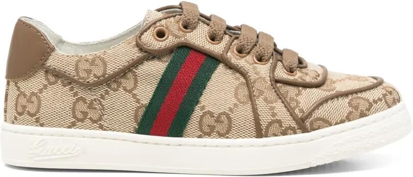 Gucci Kids GG Supreme Web-stripe sneakers Beige