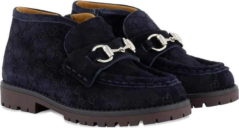 Gucci Kids Horsebit loafers met GG-patroon Blauw