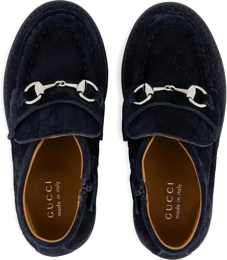 Gucci Kids Horsebit loafers met GG-patroon Blauw - Foto 2