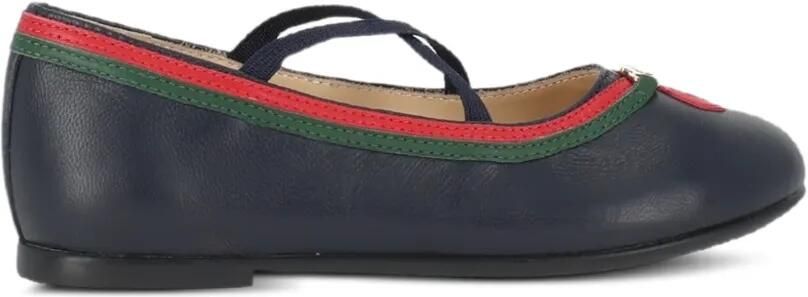 Gucci Kids Leren ballerina's met Web-streep Blauw - Foto 4