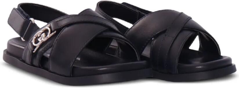 Gucci Kids Leren sandalen met gekruiste bandjes Zwart