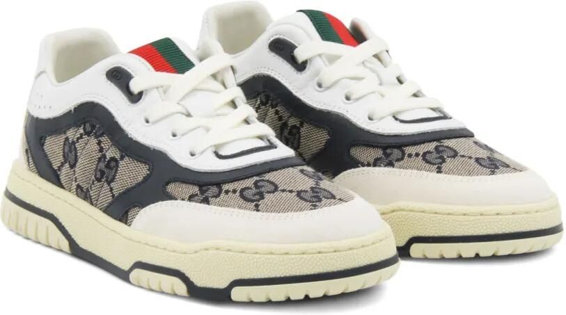 Gucci Kids Re-Web leren sneakers met GG-monogram Wit