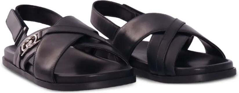 Gucci Kids Sandalen met gekruiste bandjes en logo Zwart