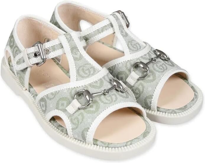 Gucci Kids Sandalen met jacquard met horsebit Groen