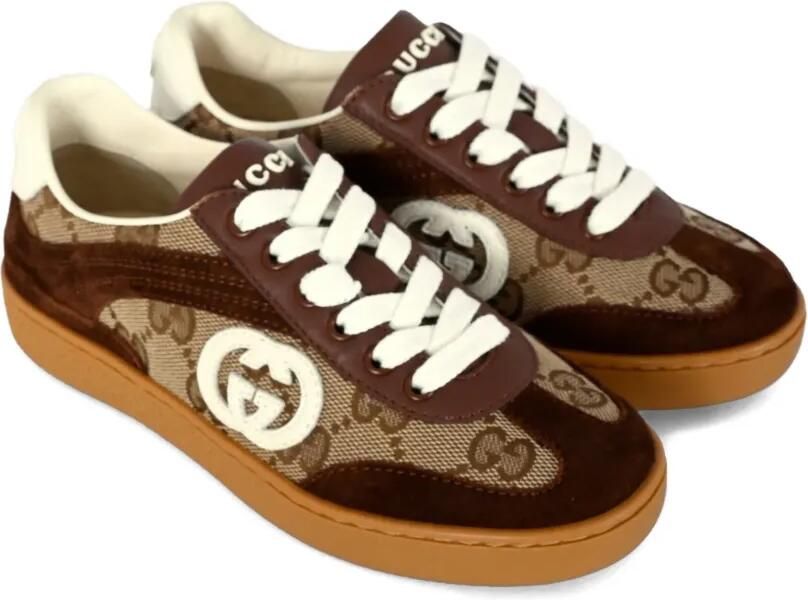Gucci Kids Suède sneakers met GG-canvas Bruin