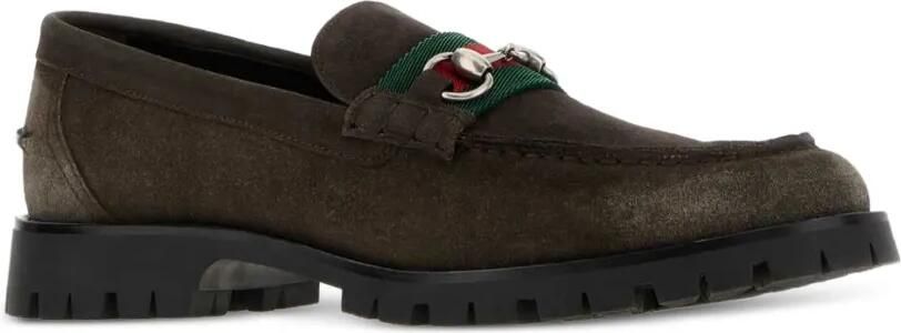Gucci Leren Horsebit loafers met Web-streep Bruin - Foto 2