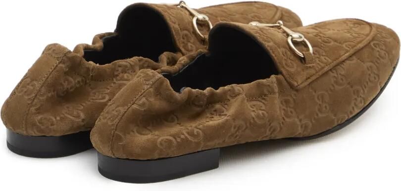 Gucci Leren loafers met logo-reliëf Bruin - Foto 4