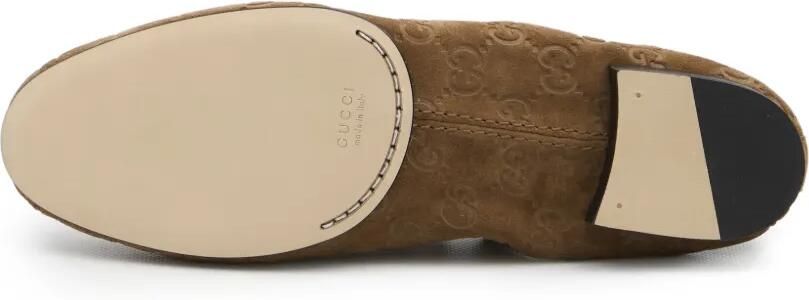 Gucci Leren loafers met logo-reliëf Bruin - Foto 5