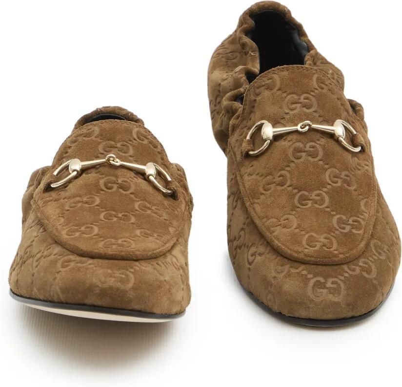 Gucci Leren loafers met logo-reliëf Bruin - Foto 2