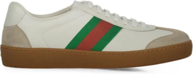 Gucci Leren sneakers met Web-streep Beige