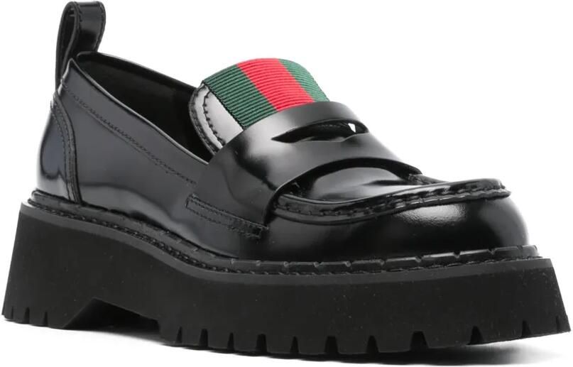 Gucci Loafers met Web-detail Zwart