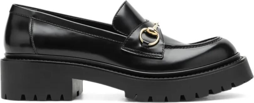 Gucci loafers with Horsebit and lug sole Zwart