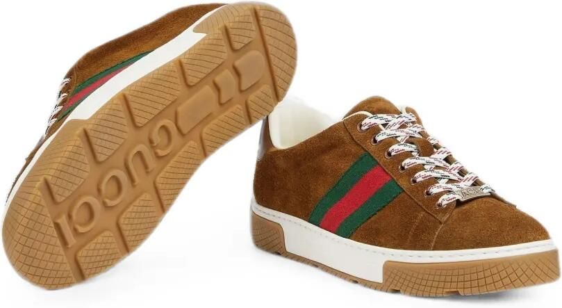 Gucci Low-top sneakers met Ace Web-detail Bruin - Foto 4