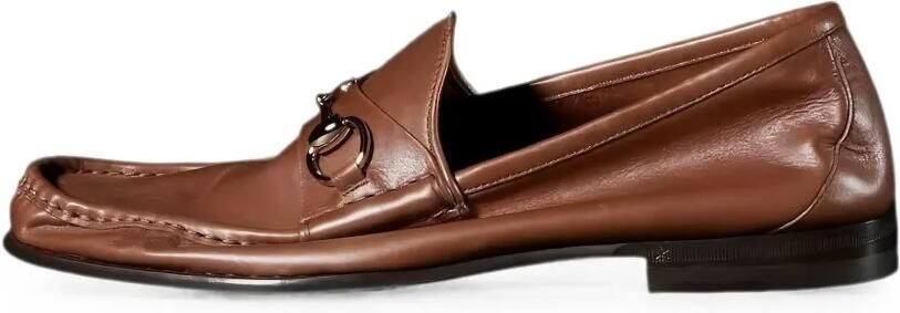 Gucci Lugano loafers met Horsebit-detail Bruin
