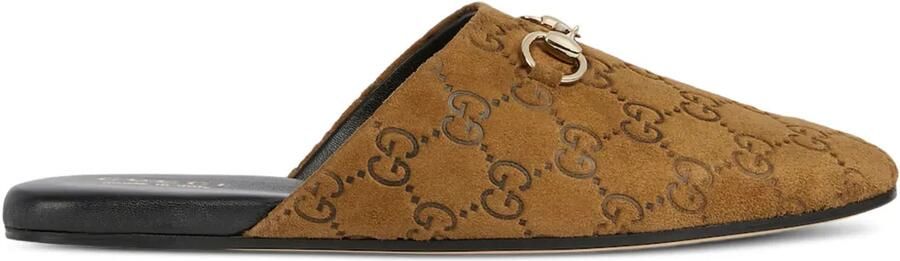 Gucci Platte schoenen met Horsebit-detail Bruin