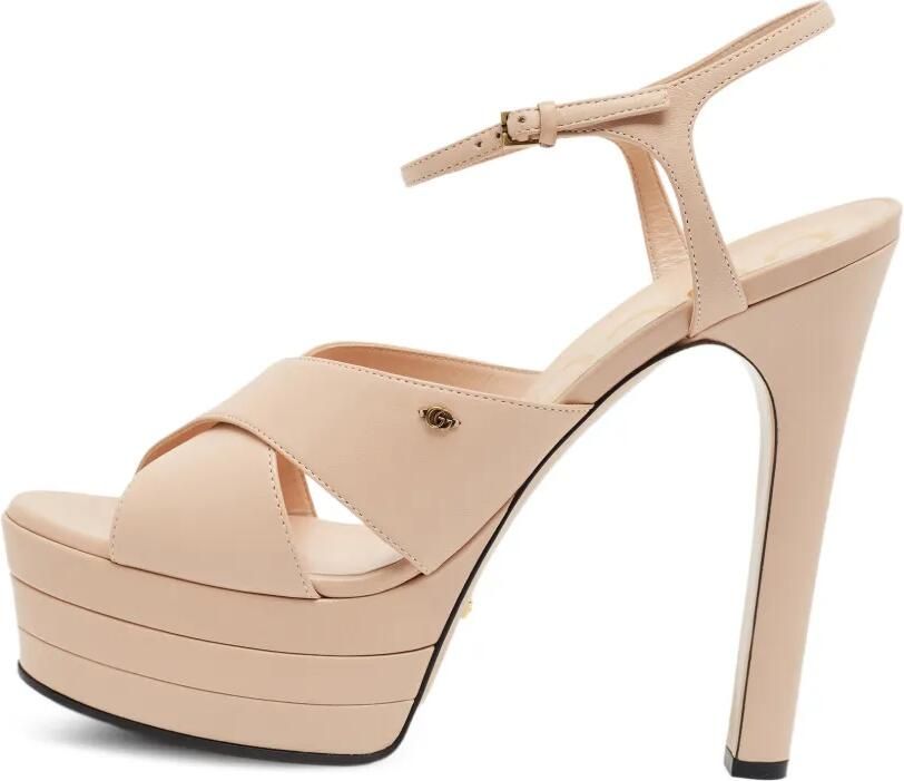 Gucci Pre-Owned Angel leren sandalen met plateauzool Beige