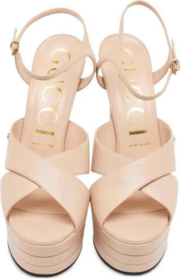 Gucci Pre-Owned Angel leren sandalen met plateauzool Beige - Foto 5