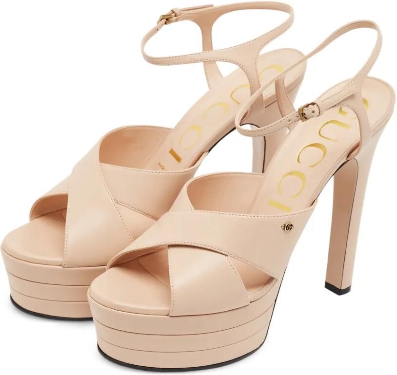 Gucci Pre-Owned Angel leren sandalen met plateauzool Beige - Foto 3