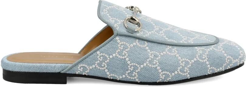 Gucci Princetown slippers met parels Blauw