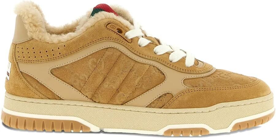 Gucci Re-Web suède leren sneakers Beige