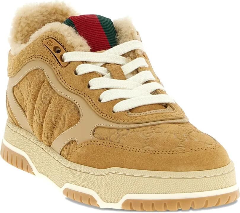 Gucci Re-Web suède leren sneakers Beige - Foto 2