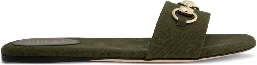 Gucci Sandalen verfraaid met horsebit en GG-monogram Groen