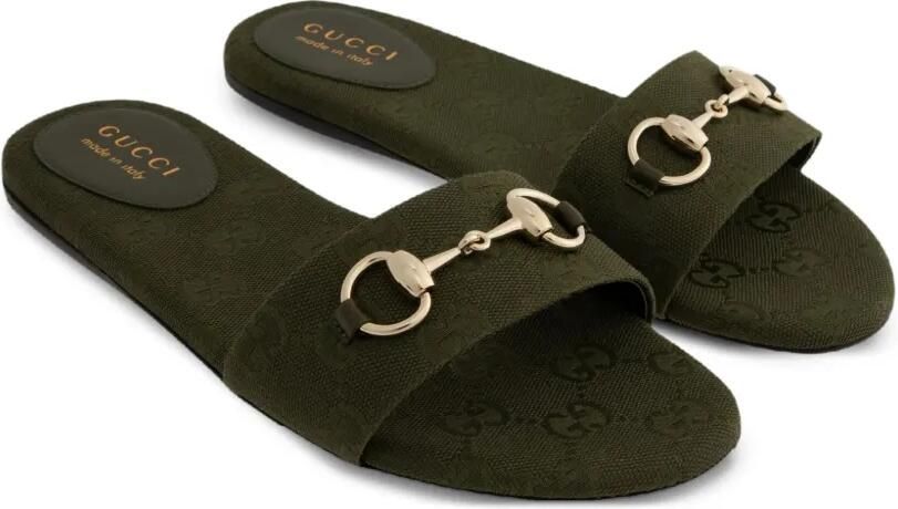 Gucci Sandalen verfraaid met horsebit en GG-monogram Groen - Foto 4