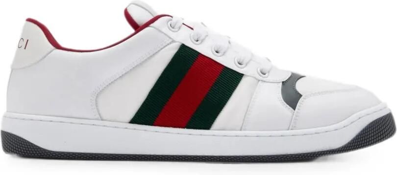 Gucci Screener leren sneakers met Web-streep Wit