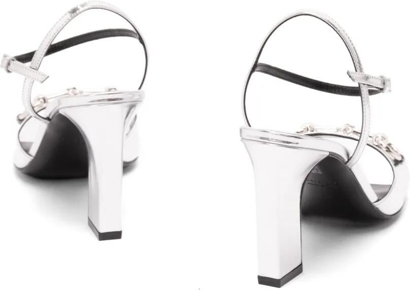 Gucci Signora Horsebit metallic leren sandalen Zilver - Foto 4