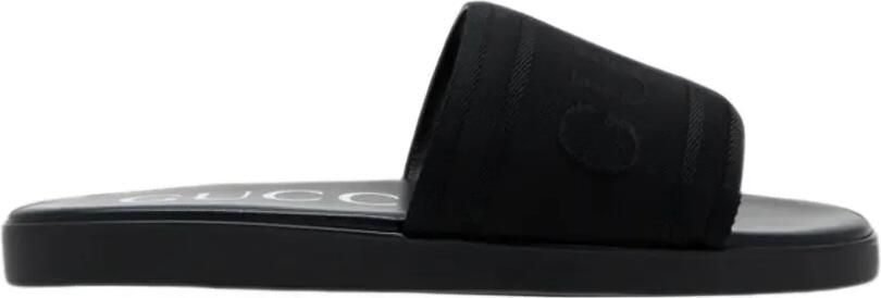 Gucci slide sandals with tonal logo Zwart