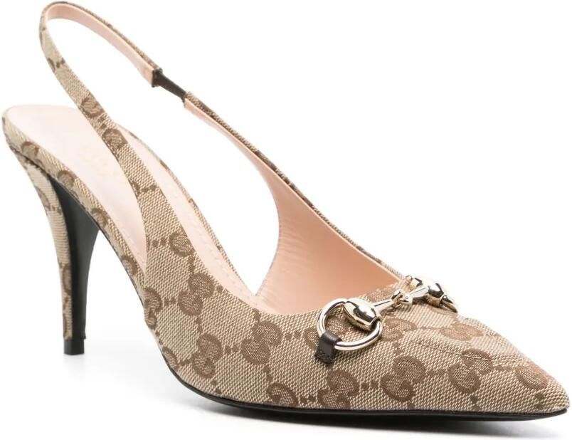 Gucci Slingback pumps met Horsebit Beige - Foto 3