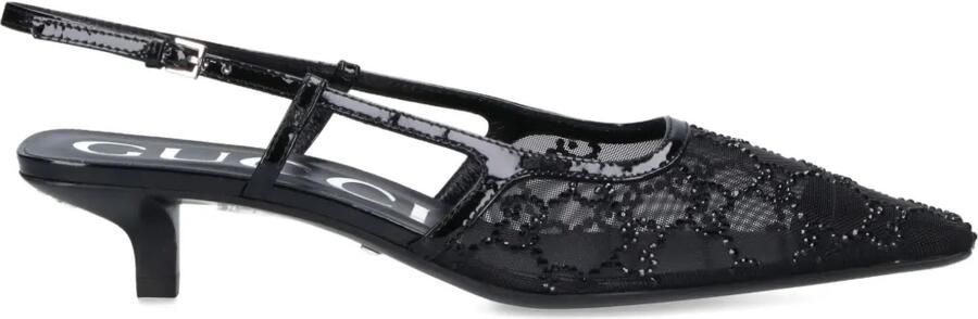 Gucci Slingback pumps met kristallen en GG-monogram Zwart