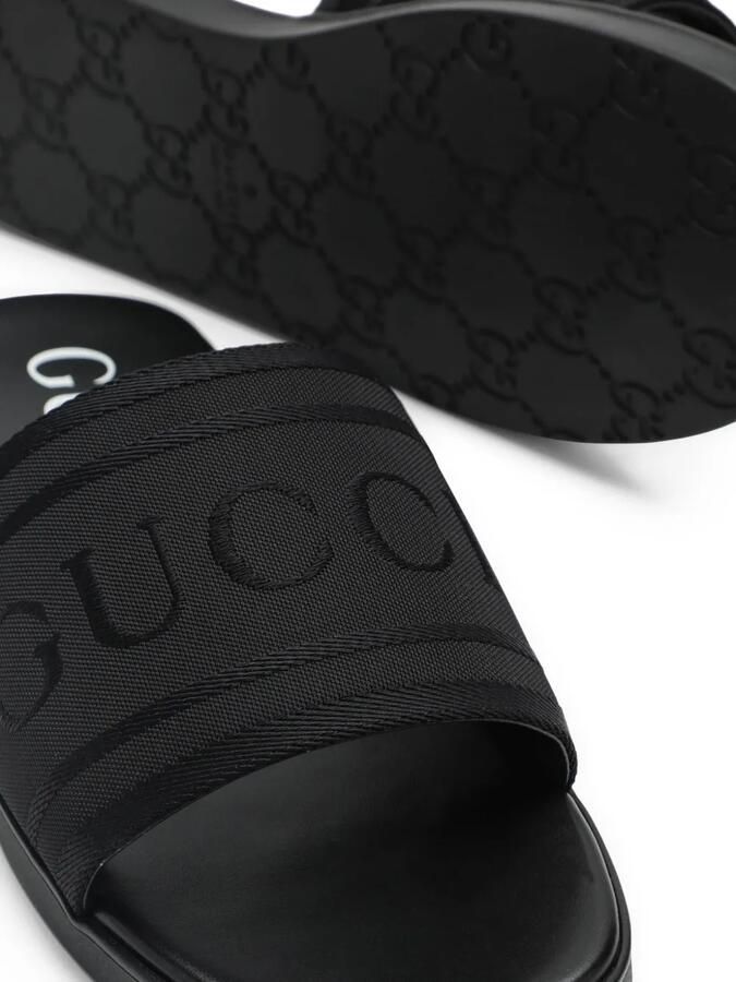 Gucci Slippers met geborduurd logo Zwart - Foto 2