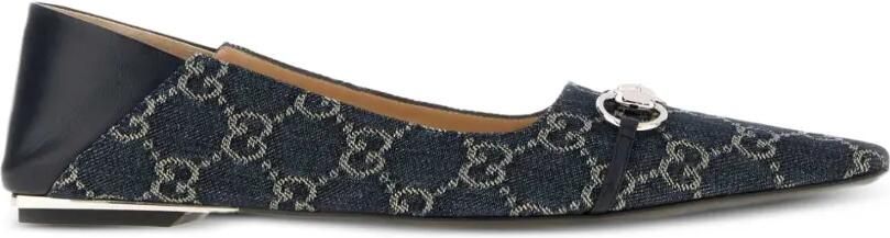 Gucci Vittoria GG denim ballerina's Blauw